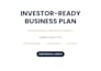 create an investor ready business plan for startups
